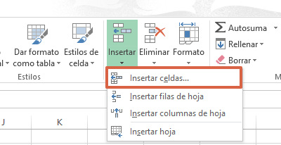 Cómo insertar celdas en Excel paso 2