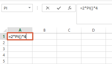 Cómo usar o poner la función PI en Excel utilizando fórmulas paso 5
