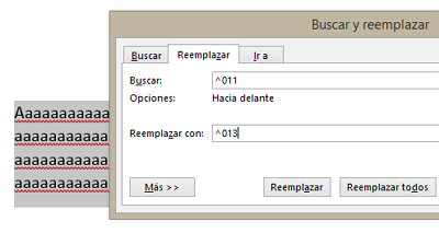 Còmo eliminar espacios en blanco o vacìos en un documento de Word usando la herramienta Buscar y reemplazar con un comando especial paso 3