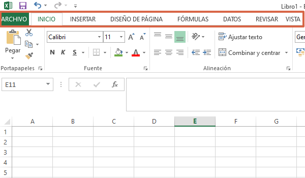 Cinta de herramientas en Excel