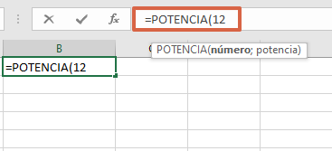Cómo calcular o insertar una raíz cuadrada en Excel con la función POTENCIA. Paso 3
