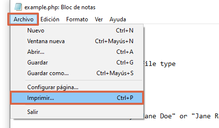 Cómo convertir un archivo PHP a PDF en Windows 10 paso 2