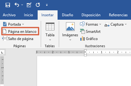 Cómo insertar o agregar una hoja en blanco en Word usando la barra de herramientas paso 4