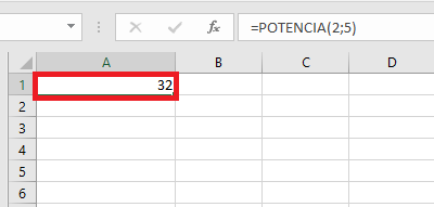 Cómo poner una potencia o exponencial en Excel con la función potencia. Paso 4