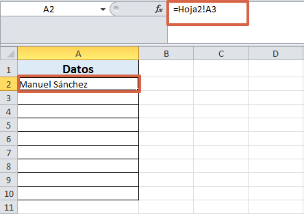 Cómo enlazar o vincular datos de una hoja a otra en Excel en un mismo libro paso 5