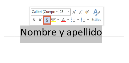 Cómo escribir sobre una línea en Microsoft Word usando el subrayado paso 4