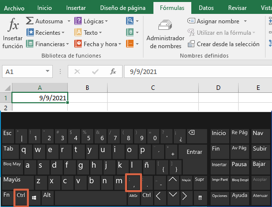 Cómo insertar hora y fecha fija en una celda de Excel desde Windows paso 2