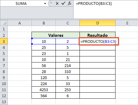 Cómo multiplicar dos columnas en Excel paso 3