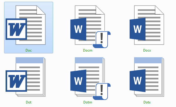 Tipos de extensiones de Documentos de Word Doc