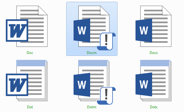 Tipos de extensiones de Documentos de Word Docm