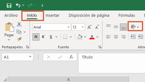 Cómo escribir en vertical en Excel girando el texto paso 2