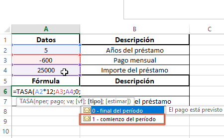 Como calcular la tasa de interes mensual en Excel paso 6