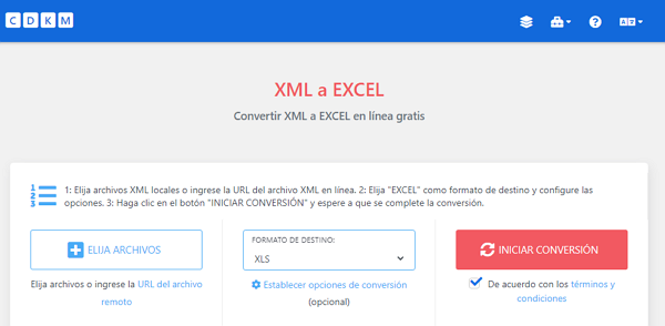 Herramientas online para convertir un archivo XML a Excel. CDKM