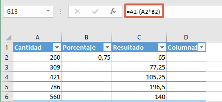 calcular descuentos aplicando descuentos a una celda completa en Excel